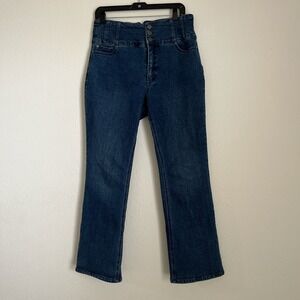 Cache High‎ Rise Bootcut Jeans Size 30 Dark Wash Denim Stretch